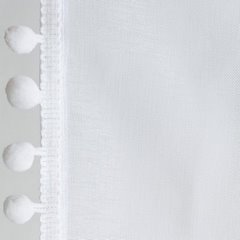 Dekoracja okienna ALMINA biała z lamówką z pomponami w stylu boho  na taśmie Eurofirany - 140 x 270 cm - biały 3