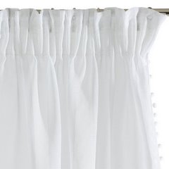 Dekoracja okienna ALMINA biała z lamówką z pomponami w stylu boho  na taśmie Eurofirany - 140 x 270 cm - biały 4