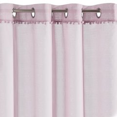 Dekoracja okienna TAMAY różowa zdobiona pomponami idealna na taras na przelotkach Eurofirany - 140 x 250 cm - różowy 4
