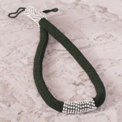 Dekoracyjny sznur BLANKA zielony z kryształkami Eurofirany - 87 cm - butelkowy zielony 1