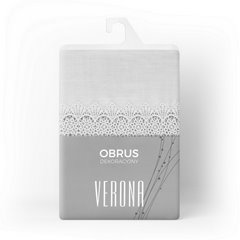 Verona biały obrus z dodatkiem lnu zdobiony aplikacją z gipiury 85x85 cm Eurofirany - 85 x 85 cm - biały 4