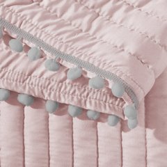 Narzuta na łóżko pikowana pomponiki 170x210 cm różowa - 170 X 210 cm - różowy/srebrny 7