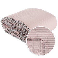 Narzuta na łóżko pikowana pomponiki 170x210 cm różowa - 170 X 210 cm - różowy/srebrny 8