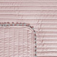 Narzuta na łóżko pikowana pomponiki 220x240 cm różowa - 220 X 240 cm - różowy/srebrny 3