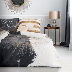 Komplet pościeli bawełnianej 160 x 200, 2 szt. 70 x 80 styl glamour hiszpańska bawełna - 160 X 200 cm, 2 szt. 70 X 80 cm - biały/czarny 1