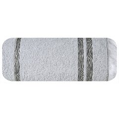 Vera srebrny ręcznik kąpielowy z żakardową bordiurą i frędzlami boho 50x90 cm Eurofirany - 50 x 90 cm - popielaty 2