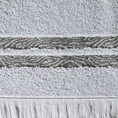 Vera srebrny ręcznik kąpielowy z żakardową bordiurą i frędzlami boho 50x90 cm Eurofirany - 50 x 90 cm - popielaty 3