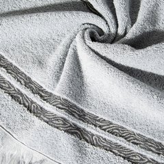 Vera srebrny ręcznik kąpielowy z żakardową bordiurą i frędzlami boho 50x90 cm Eurofirany - 50 x 90 cm - popielaty 4