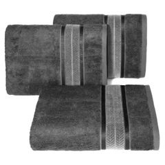 Ręcznik kąpielowy MIRO z włókna bambusowego z żakardową bordiurą Eurofirany - 50 x 90 cm - stalowy 1