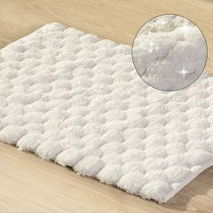 Biały dywanik łazienkowy tłoczony ze srebrną nicią 50x70 cm - 50 X 70 cm - biały 1