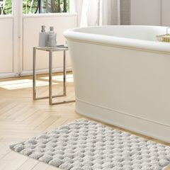 Biały dywanik łazienkowy tłoczony ze srebrną nicią 60x90 cm - 60 x 90 cm - beżowy 3
