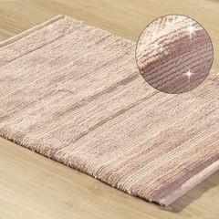 Łazienkowy dywanik w paski splot pętelkowy różowy 50x70 cm - 50 X 70 cm - różowy 1