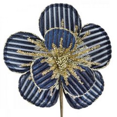 Granatowy kwiat dekoracyjny na choinkę ze złotym akcentem 20 cm Eurofirany - ∅ 20 cm - granatowy 1