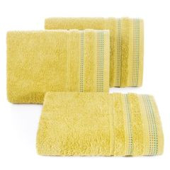 Ręcznik z bawełny z ozdobnym stebnowaniem 30x50cm - 30 X 50 cm - musztardowy 1