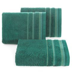 Ręcznik z bawełny z ozdobnym stebnowaniem 70x140cm - 70 X 140 cm - butelkowy zielony 1