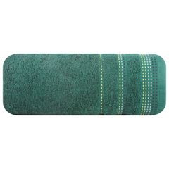 Ręcznik z bawełny z ozdobnym stebnowaniem 70x140cm - 70 X 140 cm - butelkowy zielony 2