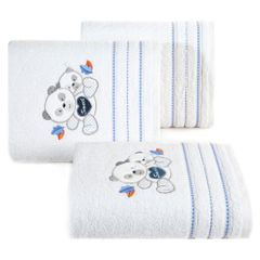 Ręcznik dziecięcy kąpielowy z kapturem misie biały niebieski 75x75 - 75 X 75 cm - biały 2