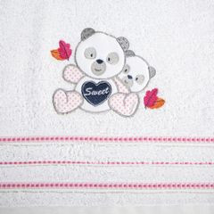 Ręcznik dziecięcy kąpielowy misie biały różowy 50x90 - 50 x 90 cm - biały 4
