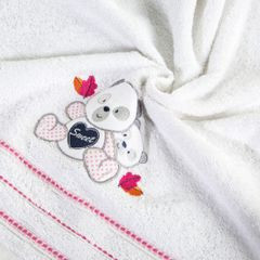 Ręcznik dziecięcy kąpielowy misie biały różowy 50x90 - 50 x 90 cm - biały 5