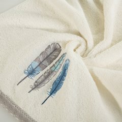 Ręcznik kąpielowy EMA z motywem haftowanych piór Design 91 - 50 x 90 cm - kremowy 7