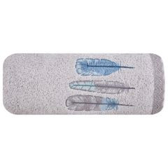 Haftowany ręcznik kąpielowy z motywem piór srebrny 70x140 cm - 70 X 140 cm - srebrny 2