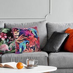 Poszewka modny wzór we flamingi z pomponikami 45x45 cm - 45 X 45 cm - czarny/różowy 3