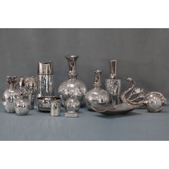 Figurka ceramiczna srebrna AURORA w kształcie łabędzia 36x9x23 cm Eurofirany - 36 x 9 x 23 cm - srebrny 6