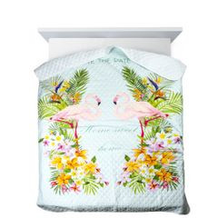Flamingi narzuta na łóżko od Design 91 200x220 cm - 200 x 220 cm - miętowy 4