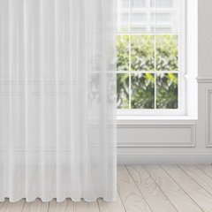 Firana Alexa biała klasyczna z dodatkiem błyszczącej nici na taśmie marszczącej 135x270 cm Design91 - 140 x 270 cm - biały 1