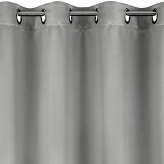Zasłona zaciemniająca srebrna LOGAN z matowej tkaniny typu blackout 135x250 cm na przelotkach Eurofirany - 135 x 250 cm - szary 4
