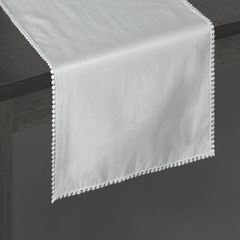 Srebrny bieżnik z pomponami kolekcja Premium 35x180 cm - 35 x 180 cm - srebrny 2