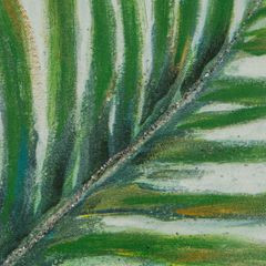 Obraz PALMLEAF kremowo-zielony ręcznie malowany na płótnie Eurofirany - 60 x 60 cm - kremowy 2