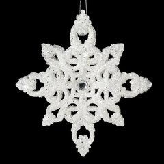 Biała zawieszka na choinkę ażurowy płatek śniegu z brokatem 19x18 cm Eurofirany - 19 x 18 cm - biały 1