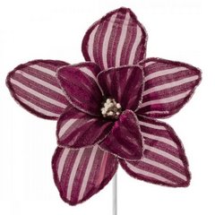 Bordowy dekoracyjny kwiat z welwetu w paski 24 cm Eurofirany - ∅ 24 cm - bordowy 1