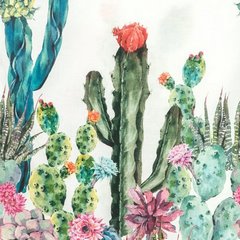 POŚCIEL Z BAWEŁNY HISZPAŃSKIEJ w kwitnące kaktusy 220x200 70x80 x2 - 220 X 200 cm, 2 szt. 70 X 80 cm - wielokolorowy 3