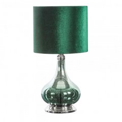 Lampa stołowa GABY zielona na szklanej podstawie zdobione efektem ombre Eurofirany - ∅ 32 x 61 cm - ciemnozielony 1