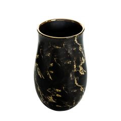 Wazon ceramiczny czarny KYLA 2 z efektem złotego marmurku 15x25 cm Eurofirany - ∅ 15 x 25 cm - czarny 1