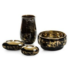 Wazon ceramiczny czarny KYLA 2 z efektem złotego marmurku 15x25 cm Eurofirany - ∅ 15 x 25 cm - czarny 2