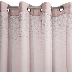 Dekoracja okienna MADLEN różowa z etaminy z pasem kryształków na przelotkach Eurofirany - 140 x 250 cm - różowy 3