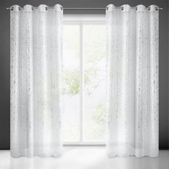 Dekoracja okienna  ALISA biała ze srebrnym wzorem kwiatowym na przelotkach Eurofirany - 140 x 250 cm - biały 1