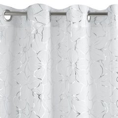 Dekoracja okienna  ALISA biała ze srebrnym wzorem kwiatowym na przelotkach Eurofirany - 140 x 250 cm - biały 4
