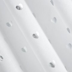 Dekoracja okienna BENAY biała z etaminy zdobiona srebrnymi serduszkami przelotkach Eurofirany - 140 x 250 cm - biały 2