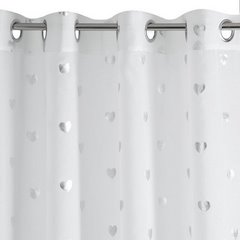 Dekoracja okienna BENAY biała z etaminy zdobiona srebrnymi serduszkami przelotkach Eurofirany - 140 x 250 cm - biały 4