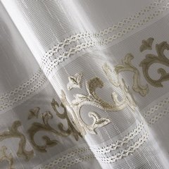 Anne biała firana z beżowym haftowanym ornamentem na przelotkach 140x270 cm Eurofirany - 140 X 270 cm - biały 2