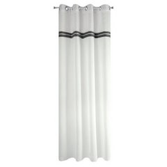 Blanka biała firana z dekoracyjną lamówką w kolorze szarym 140x250 cm na przelotkach - 140 x 250 cm - biały 5