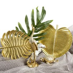 Patera dekoracyjna FEMI złocista w kształcie liścia palmowego Eurofirany - 19 x 19 x 2 cm - złoty 3