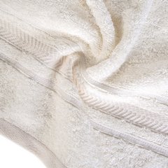 Biały RĘCZNIK kąpielowy z bawełny egipskiej ze lśniącą bordiurą Eurofirany - 50 x 90 cm - kremowy 7