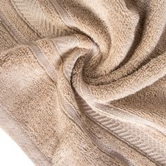 Beżowy RĘCZNIK KĄPIELOWY z bawełny egipskiej ze lśniącą bordiurą 70x140 cm - 70 x 140 cm - beżowy 6