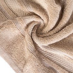 Beżowy RĘCZNIK KĄPIELOWY z bawełny egipskiej ze lśniącą bordiurą 70x140 cm - 70 x 140 cm - beżowy 7