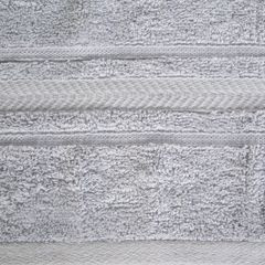 Srebrny RĘCZNIK KĄPIELOWY z bawełny egipskiej ze lśniącą bordiurą 50x90 cm - 50 x 90 cm - srebrny 4